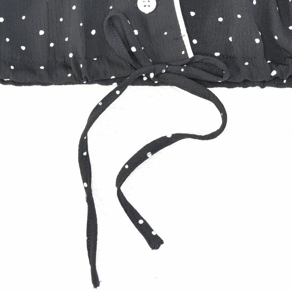 Fanco Lightweight Polka Dot Button Up Drawstring Jacket Blouse Western Black L - Picture 7 of 13